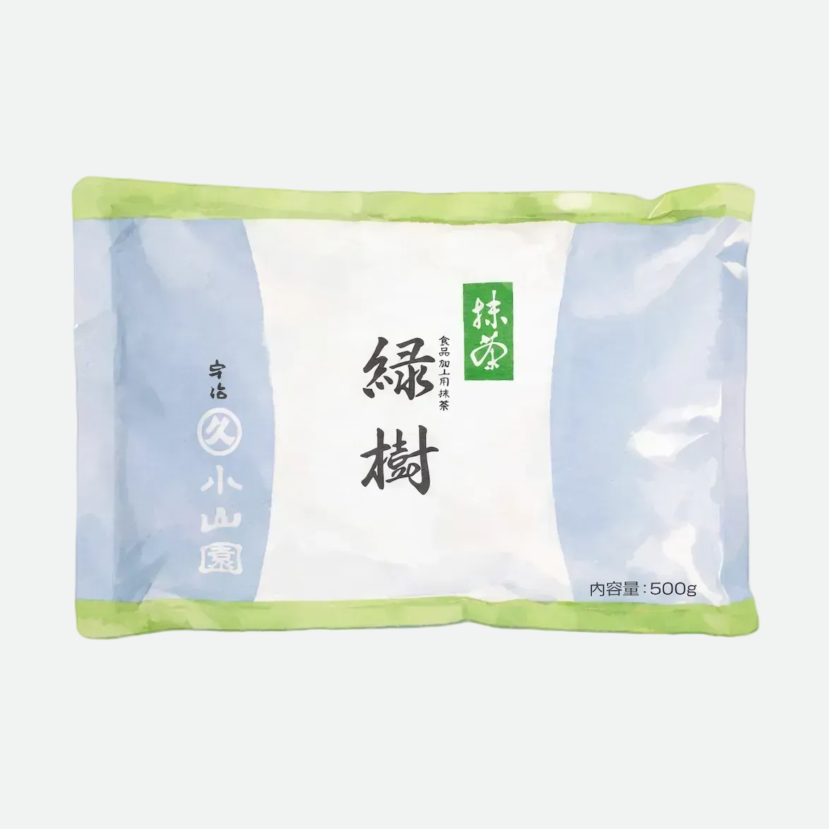 Japanese matcha Midorigi by Marukyu Koyamaen in a 500 g professional bag, featuring a deep green powder with a robust, vegetal profile, produced in Uji, Kyoto, and designed for high-volume café and culinary use.
