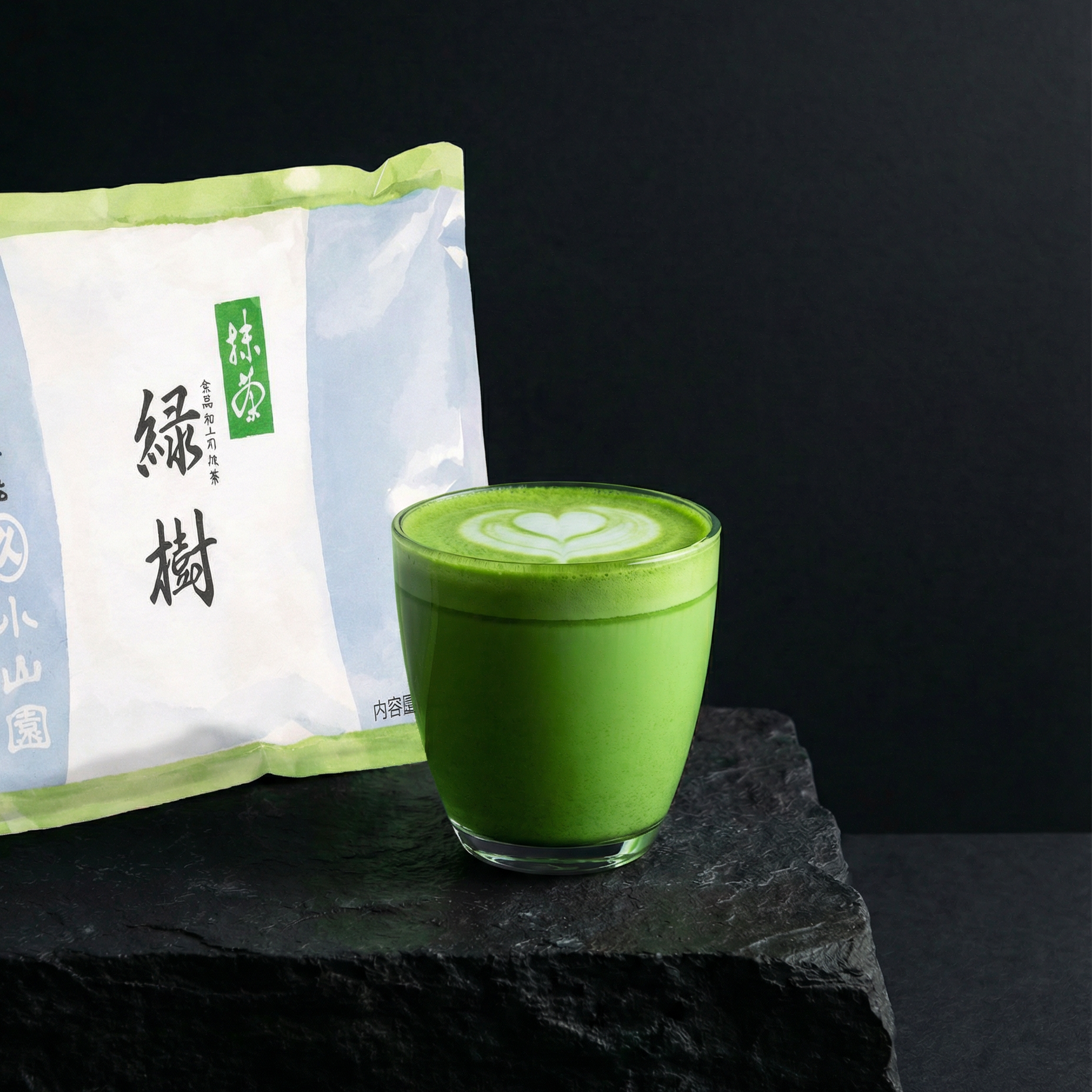 Japanese matcha Midorigi by Marukyu Koyamaen in a 500 g bag, featuring a deep green powder with a robust, vegetal profile, produced in Uji, Kyoto, and designed for high-volume café.