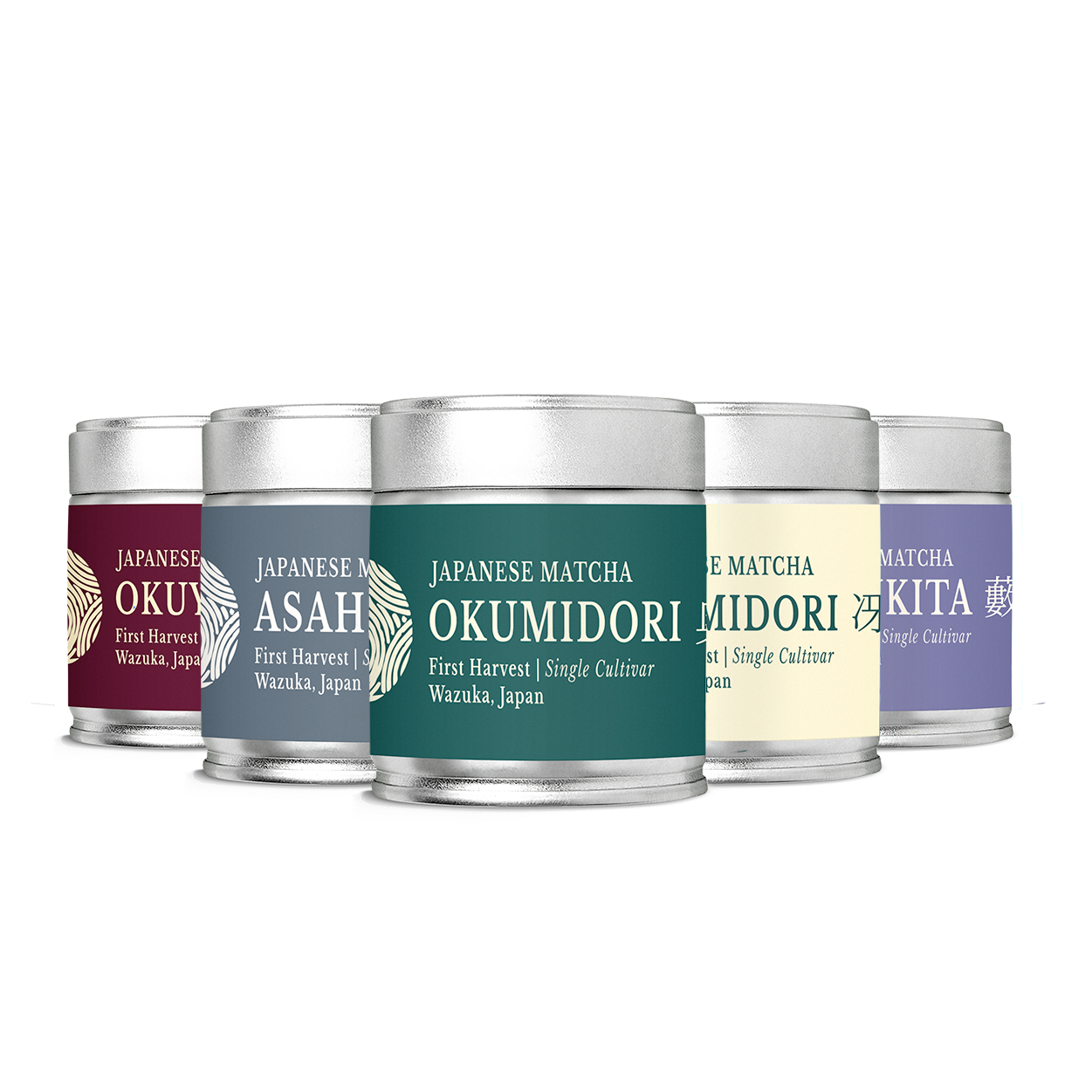 Five Expressions of Wazuka — complete single cultivar matcha collection with chasen and bamboo scoop, Kokoro Life